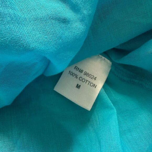 NWT Caroline Constas Criss Cross Halter Floral Maxi Cotton Dress Size M Turquois - Picture 6 of 6